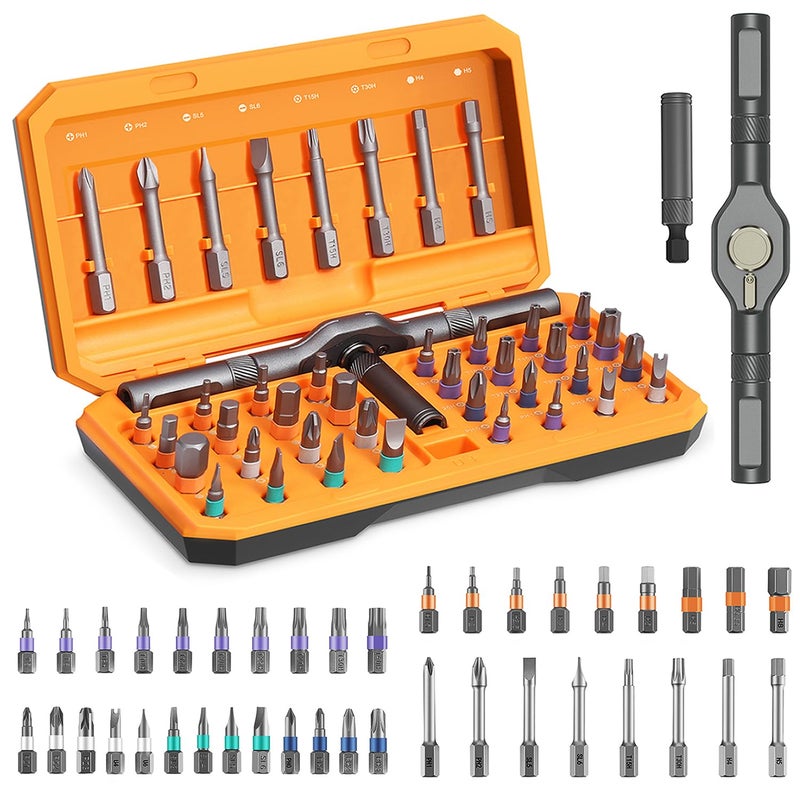 ORIA Screwdriver Kit  42 in 1 Ratchet Screwdriver Set  Magnetic Precision Repair Tool Kit with DIY Rotatable Handle  40 PCS Bits for Home Appliances  Bicycle Repair - Image 1